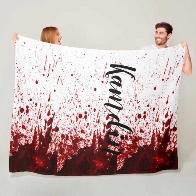 Personalized Fleece Throw Blood Splatter Vampire G Blanket (In Situ)