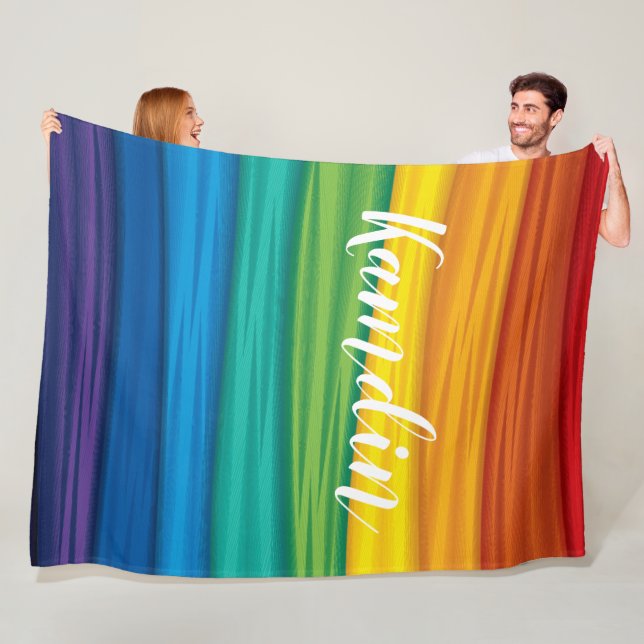 Personalized Fleece Throw  lgbtq rainbow flag lesb Blanket (In Situ)