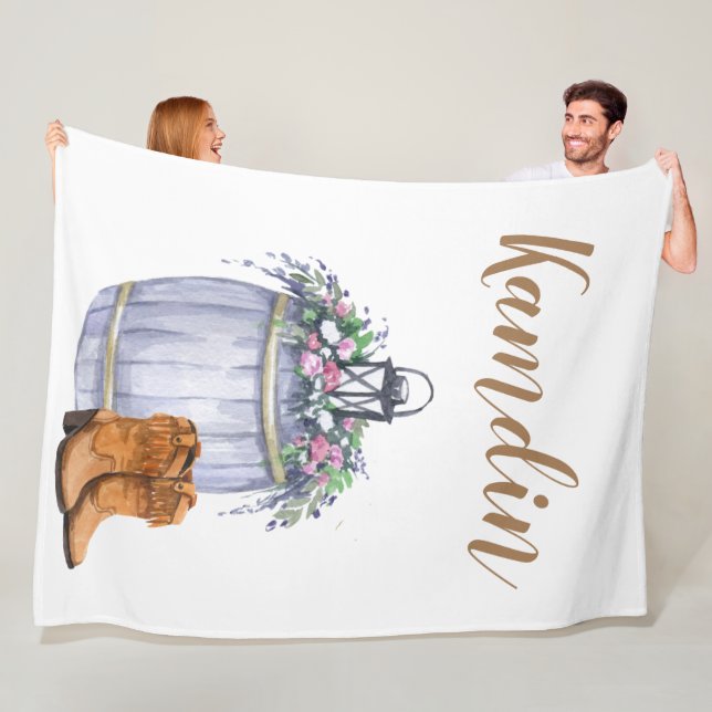 Personalized Fleece Throw Summer Country Wedding R (In Situ)
