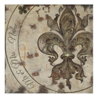 Personalized Fleur de Lis aged on background Acrylic Print