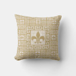 Personalized Fleur De Lis Greek Key Pattern Throw Pillow at Zazzle