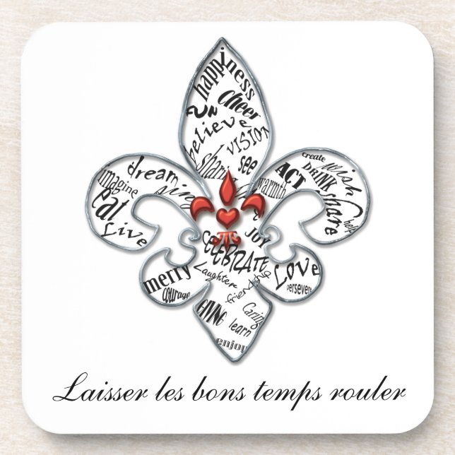Personalized Fleur de Lis Heartfelt Expressions Coaster (Front)