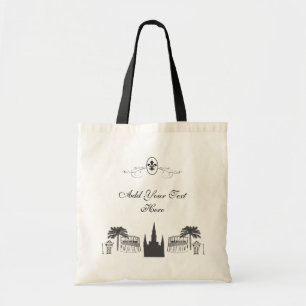Personalized Fleur de Lis New Orleans Scene Tote Bag