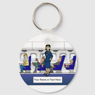 Personalized Flight Attendant - Female Cartoon Keychain