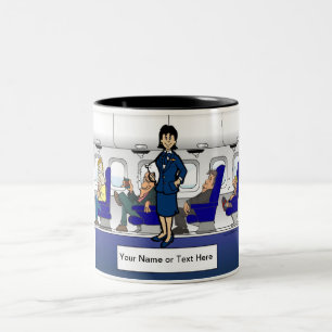 Personalized Flight Attendant - Female Cartoon Two-Tone Coffee Mug