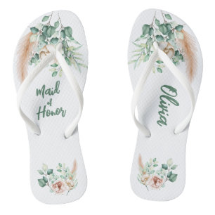 Personalized Flip Flop, Eucalyptus themed Flops