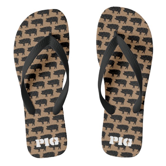 Personalized flip flops with black pig pattern (Footbed)
