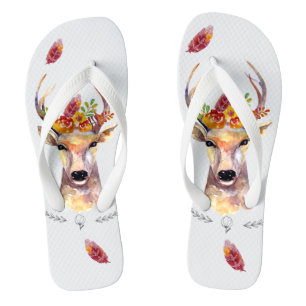 Personalized Flipflop Sandals boho deer Buck Head