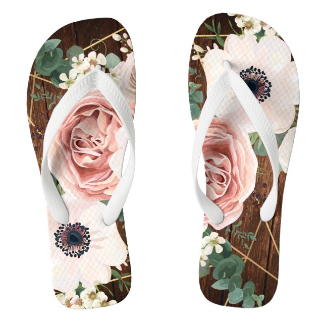 Personalized Flipflop Sandals Geometric Rose Barn (Footbed)