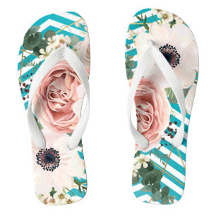 Personalized Flipflop Sandals Geometric Rose Chevn