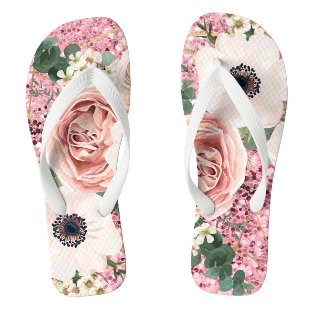 Personalized Flipflop Sandals Geometric Rose Gold (Footbed)