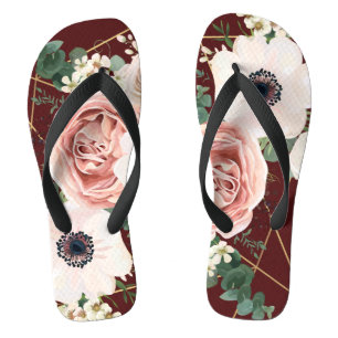 Personalized Flipflop Sandals Geometric Wine Burgu