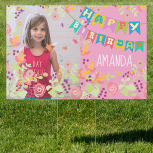 Personalized flora picture and text sign