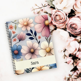 Personalized Floral 8.5x11 College Ruled Notebook