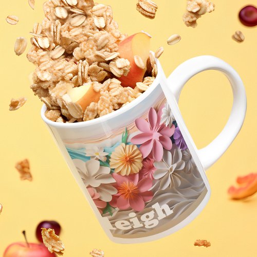Personalized Floral Abode 3D look Beach Coffee Mug