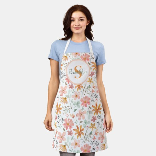 Personalized Floral All_Over Print Apron