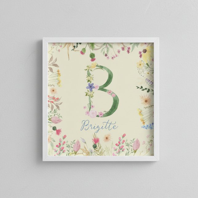 Personalized Floral Alphabet Initial Nursery  Poster (Creator Uploaded)