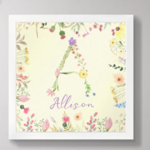 Personalized Floral Alphabet Initial Nursery Print