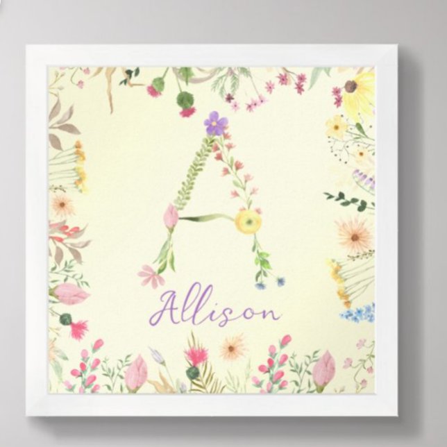 Personalized Floral Alphabet Initial Nursery Print (Creator Uploaded)