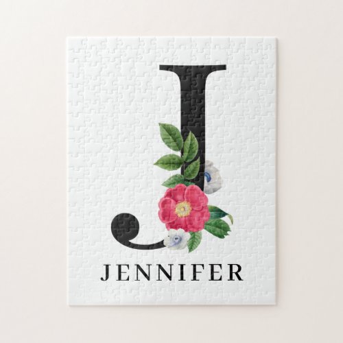 Personalized Floral Alphabet J Monogram  Jigsaw Puzzle