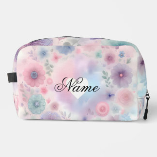 Personalized floral and heart dopp kit
