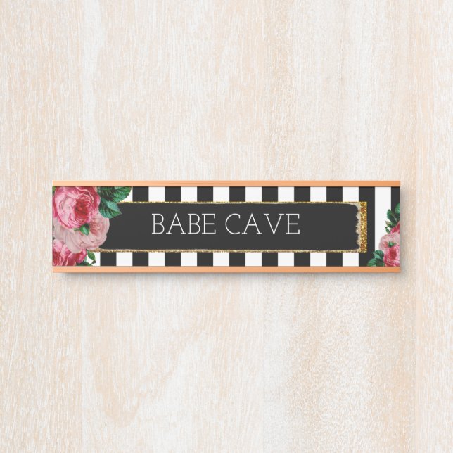 Personalized Floral and Striped Nameplate (Front)