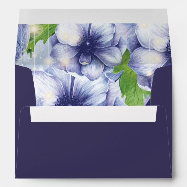 Personalized Floral Anemone Purple Wedding Envelope (Back (Bottom))