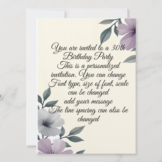 Personalized Floral Anything Invitation (Front)