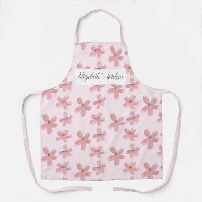 Personalized Floral Apron - Custom Name (Front)
