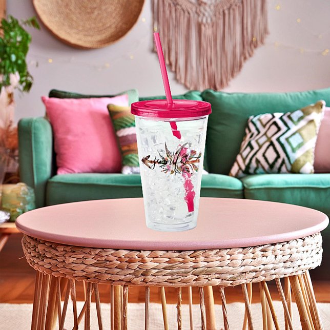 Personalized floral arrow   acrylic tumbler (Creator Uploaded)