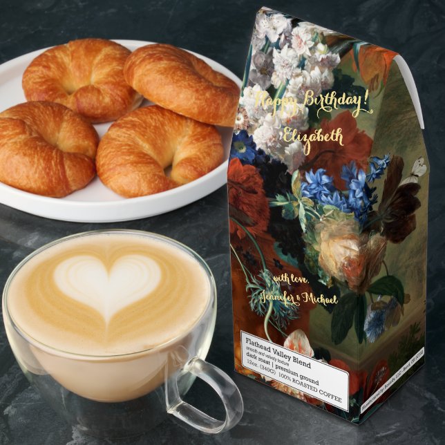 Personalized Floral Art Gift Box Premium Freshly Roasted Coffee (Breakfast)