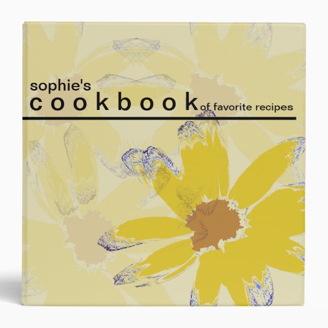 Personalized Floral Art Recipe Cookbook Binder (Front)