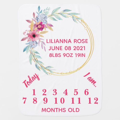 Personalized Floral Baby Blanket