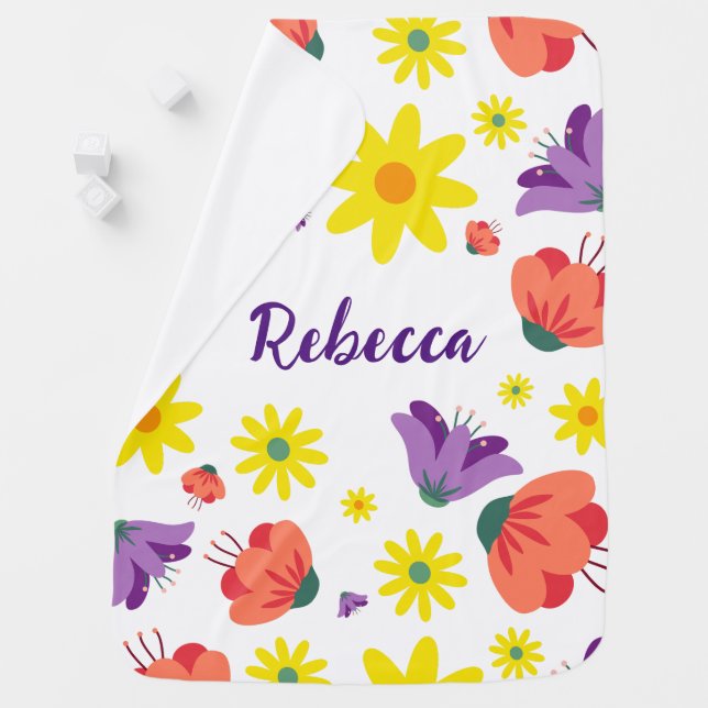 Personalized Floral  Baby Blanket (In Situ)