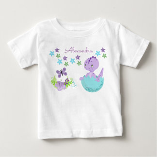 Personalized Floral Baby Dinosaur T-Shirt