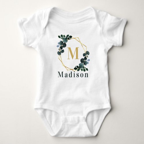 Personalized Floral Baby Girl Name Baby Bodysuit