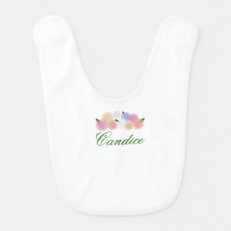 Personalized Floral Baby Girl on White and Green