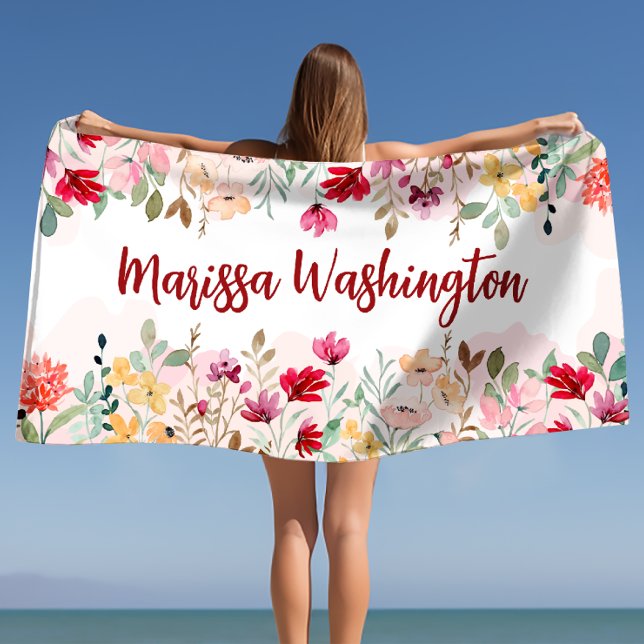 Personalized Floral Beach Towel (Creator Uploaded)