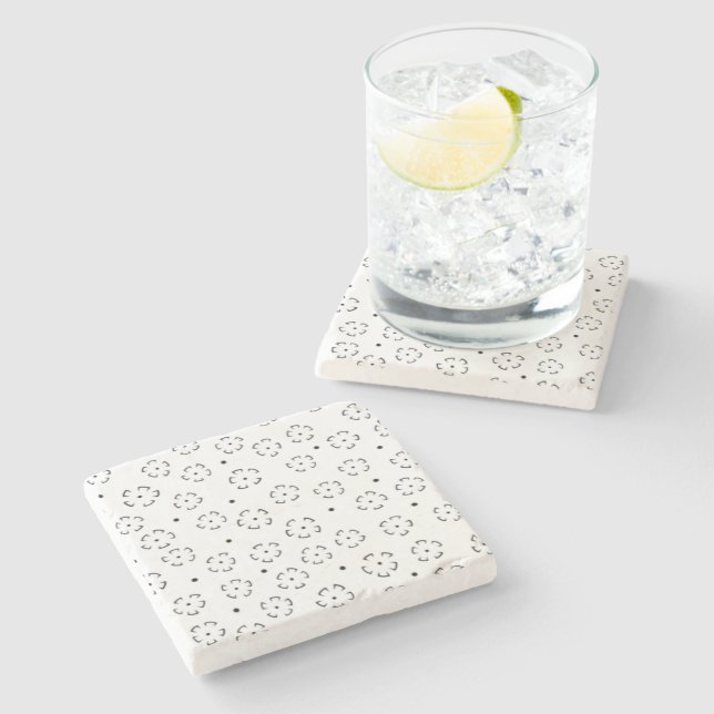 Personalized Floral Birthday Gift Folder Stone Coaster (Side)