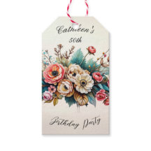 Personalized Floral Birthday Party Gift Tag