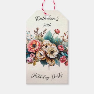 Personalized Floral Birthday Party Gift Tag
