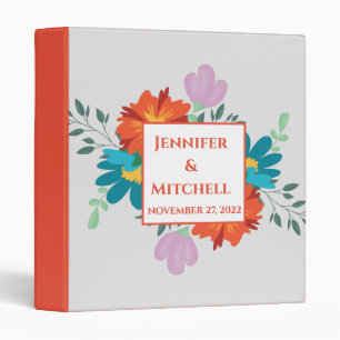 Personalized Floral Boho Silver Frame 3 Ring Binder