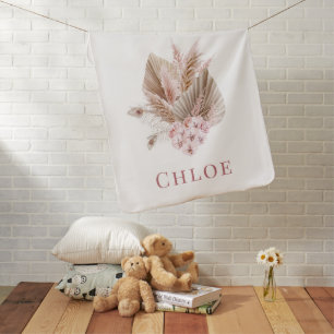 Personalized Floral Boho Wildflower Baby Blanket