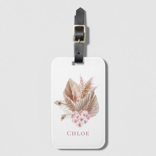 Personalized Floral Boho Wildflower Luggage Tag (Front Vertical)