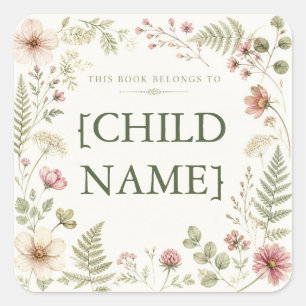 Personalized Floral Bookplate for Kids