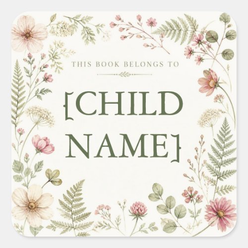 Personalized Floral Bookplate for Kids