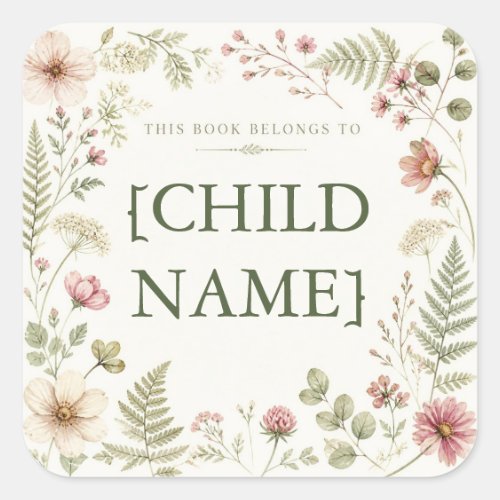 Personalized Floral Bookplate for Kids