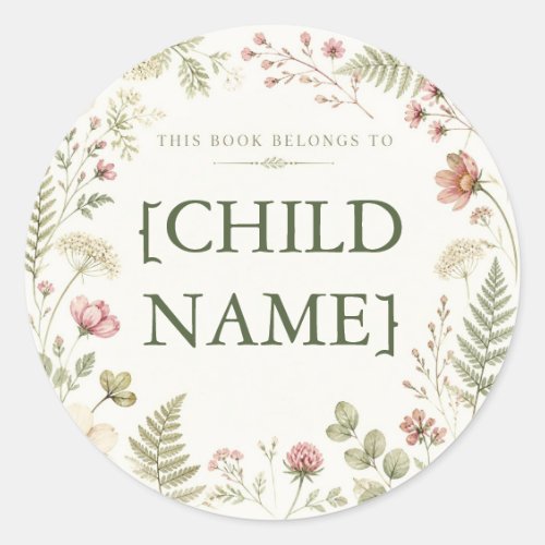 Personalized Floral Bookplate for Kids