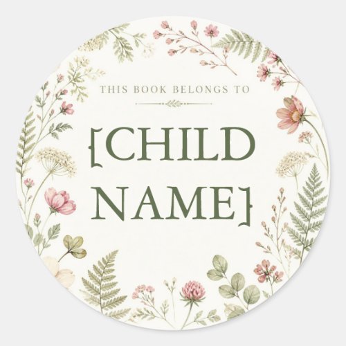 Personalized Floral Bookplate for Kids