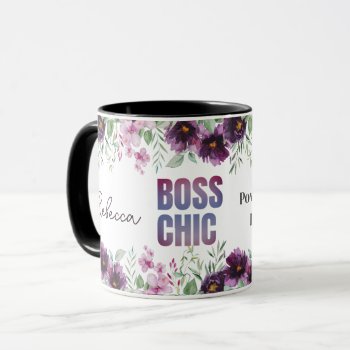 Personalized Floral Boss Chic Coffee Mug by Godsblossom at Zazzle